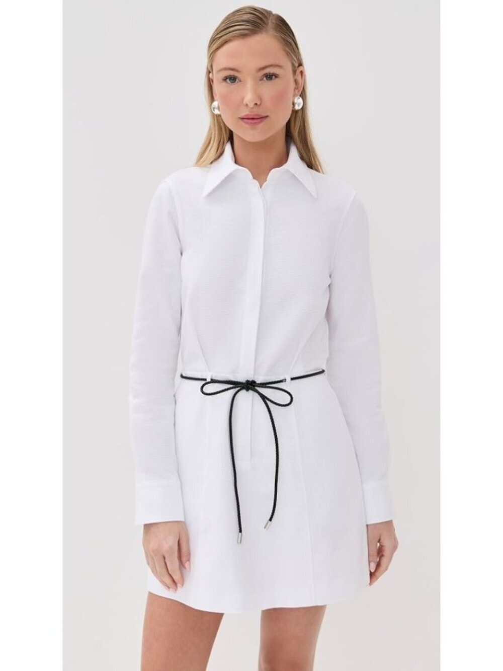 1495$ Brandon Maxwell The Lula Collared Shirt Dress Mini Skirt Size 6 White